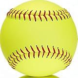 OMYOPY Official Size Softballs 12" Softballs Fastpitch Practice Softball, Unmarked & Leather Covered Training Ball for Games, Practice and Training