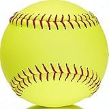 OMYOPY Official Size Softballs 12" Softballs Fastpitch Practice Softball, Unmarked & Leather Covered Training Ball for Games, Practice and Training