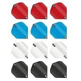 RED DRAGON Hardcore XT Dart Flights - Extra Thick Standard Shape Flights for Stable, Consistent Throwing, 100 Micron Replacement Flights, 12 Flights (5 Sets), Red, Blue, White, Black