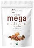Micro Ingredients Organic Mega Mushroom Powder, 10-in-1 Mushroom Blend, 5oz