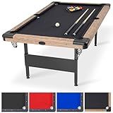 GoSports 7 ft Portable Pool Table - No Assembly Required Folding Billiard Table in Oak