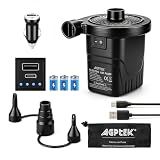 AGPTEK Rechargeable Air Pump,4000mAh Quick-Fill Inflator Deflator,3 Nozzles