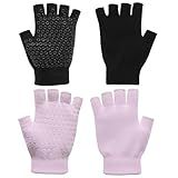 TIESOME 2 Pairs Non Slip Fingerless Yoga Gloves for Women, Fingerless Pilates Gym Gloves with Grips for Fitness Workout