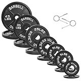 Fitvids Olympic Cast Iron 2-Inch Weight Plates for Strength Training & Weightlifting, 255 Pounds Set, Multiple Packages