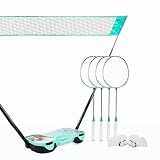 ENOVI EasyGo Badminton Set with Net, 4 Rackets, 4 Shuttlecocks, Portable Storage Box, for Backyards, Outdoor Games, Yard Games