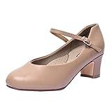 Stelle Character Shoes for Women Dance Shoes 2" Ankle Strap Dancing Heels for Ballroom Salsa Flamenco Latin Work Office Latin (2''Tan,7.5MW)