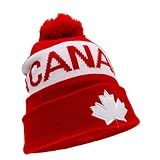 COUVER Soccer Team Country Beanie Pom Pom Beanie, Cuff 12 inch - Canada Red