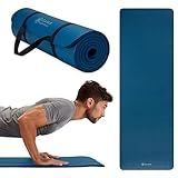 Gaiam Essentials Thick Yoga Mat Fitness & Exercise Mat with Easy-Cinch Carrier Strap, Navy, 72"L X 24"W X 2/5 Inch Thick, 10mm