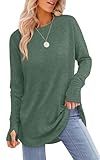XIEERDUO Women's Long Sleeve Tops Dressy Casual Yoga Shirts for Women Loose Fit Green L