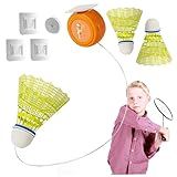 Badminton Rebound Trainer, 3pcs/Set Glowing Self-Exercise Badminton Single Training Kit with Elastic Cords, Badminton Self Practice Trainer Aid for Indoor