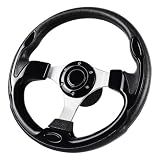QYMOPAY 12.5inch, 3/4 Inch Axle Marine Steering Wheel Adapter, Anti-Slip Carbon Fiber Steering Wheel for Boats, Yachts, Pontoon Boats Black