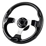 QYMOPAY 12.5inch, 3/4 Inch Axle Marine Steering Wheel Adapter, Anti-Slip Carbon Fiber Steering Wheel for Boats, Yachts, Pontoon Boats Black