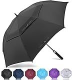 ZOMAKE Golf Umbrella Windproof, Extra Large Oversized Heavy Duty Double Canopy for Rain, Sports Games & Push Cart(62inch,Black)
