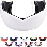 Oral Mart Adult Mouth Guard (Color: White/Black) - Sports Mouthguard for Karate, Boxing, Martial Arts, Football, MMA, Sparring, Hockey, Rugby, BJJ, Muay Thai,Soccer