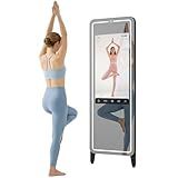 LumaVue Smart Fitness Mirror 32" Touchscreen Android Open System Workout Monitor with 63" Full Length HD Mirror, RGB LED Lights, Wall Mount & Free Standing, Ideal for Home Gym Yoga Exercise