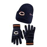 Ultra Game Adults NFL Official Super Soft Marl Knit Winter Beanie Knit Hat with Extra Warm Touch Screen Gloves, Chicago Bears, Team Color, One Size