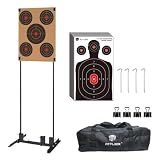 Atflbox Shooting Target Stand with 10pcs 17x25 Inch Paper Targets, Durable Paper Target Holder with Stable Adjustable Base for Cardboard Silhouette, H Shape, USPSA/IPSC, IDPA Practice (A -1 Pack)
