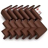 12-Pack Corner Protectors Baby Proof, Furniture Corner and Edge Safety Bumpers, Soft Rubber Foam Cushion Covers, 3M Taped Corner Guards, Baby Child Proofing Pads, Table Corner Protectors, Brown