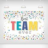 Printspree 5x3ft Best Team Ever Backdrop - Colorful Confetti Team Celebrations Office Events Corporate Parties Employee Appreciation Recognition Motivational Banners Photo Background for Team Building
