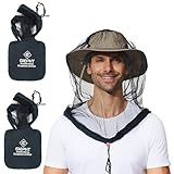 2 Pack Mosquito Head Net Mesh for Hiking & Outdoors,Bug Netting over Hat Adults Insect Gnat Fly Protection Face Cover Mask Hood Midge Clothing Jacket