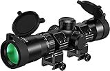 CVLIFE 1.5-5x32 Crossbow Scope, 20-100 Yards Ballistic Reticle, 300-450 FPS Red Green Illuminated Optic Crossbow Scope for Hunting