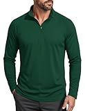 MAGCOMSEN Quarter Zip Pullover Men Long Sleeve Sun Shirts Hiking Water Fishing Gym Running Rash Guard Shirt Dark Green