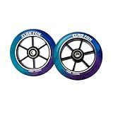 CLAS FOX Mixture Wheels 88A Pro Stunt Scooter Wheels One Pair with ABEC-9 Bearings CNC Metal Core (2pcs) (Purple+Blue+Green, 110mm)