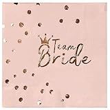 WRAPAHOLIC 25Pcs Team Bride Party Napkins - 2-Ply Rose Gold Team Bride Disposable Paper Luncheon Napkin for Engagement Bridal Wedding Party Supplies Tableware - 6.5 x 6.5 In
