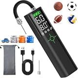Calmara Z10 Electric Ball Pump for Sport Ball,2000mAh 15 PSI Portable Automatic Air Pump Fast Ball Inflator,Precise Pressure Gauge for Basketball Football Volleyball Soccer Easter Basket Stuffers Gift