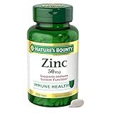 Nature’s Bounty Zinc 50mg, Immune Support & Antioxidant Supplement, Promotes Skin Health, 1 Caplet Per Day, Gluten Free, 250 Vegetarian Caplets