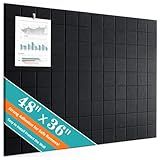 Large Cork Board, 12 Pack Felt Wall Tiles with Safe Removable Adhesive, Bulletin Board for Office, Pin Tack Corkboard for Quilting Design & Dart Wall Protector 48" x 36" - Black