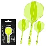 Winmau Darts Integrated Flight and Shaft System Replacement Set for Steel Tip Darts-Fusion No. 2 - Lightweight - Short 22mm Shaft Length - 90-Degree Wing Design - Yellow