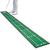 Ponsonbay Golf Putting Mat Indoor & Outdoor Professional Golf Practice Putting Green Mat with Distance Marker Anti Slip Backing Golf Training Accessories Portable Matt
