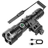 haixnfire Tactical Flashlight Type-C USB Rechargeable 6000 lumens Zoomable LED Waterproof flashlights with Pressure Switch Picatinny Rial Light