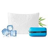 Furlupy Small Shredded Gel Memory Foam Pillow，Camping Pillow Travel Pillow- Adjustable for Contoured Support -Portable Ideal for Backpacking, Camping, Travel, Car, Airplane,Office Nap