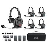SYNCO XTALK X5 Wireless Intercom Headset System, 2.4GHz Full Duplex Group Talk Coms with 24H 350M/1148FT Real-time Monitoring, Single-Ear-Headsets-for-Communication