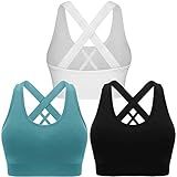 Double Couple Sports Bras for Women Padded High Impact Seamless Criss Cross Back Workout Tops Gym Activewear Bra Large