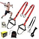 Bodyweight Resistance Training Straps, Complete Home Gym Fitness Trainer kit for Full-Body Workout, Included Door Anchor, Extension Strap, Fitness Guide (Red)