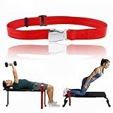 Nordic Curl Stabilizer Strap with Anti-Slip Locking Buckle, Adjustable 63-Inch gym seatbelt for Bench, Nordic Curl, Leg Extensions, Seated Rows & Home Gym Training(red)