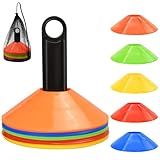 25 Pack Disc Cones, Agility Soccer Cones with Carry Bag and Holder, Soccer Cones for Sports Training, Football, Soccer, Basketball, Coaching, Practice Equipment, 5 Color