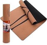 YOGA DOOD Cork Yoga Mat Thick 4mm - Natural Yoga Mat Non Toxic (72"x26") - Moisture-Activated Grip for Men's Practice