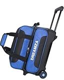 DREAMZA 2 Ball Bowling Bag with Wheels, Double Bowling Ball Bag 2 Ball Roller w/Separate Compartment for Shoes Up to US Mens Size 16, w/Retractable Handle Extends to 40" & Accessories Pocket