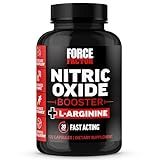 FORCE FACTOR Nitric Oxide Booster, Fast-Acting Formula with L-Arginine, Boosts Nitric Oxide Levels, Maximize Muscle Pumps, Enhance Endurance, Improve Circulation, 120 Capsules