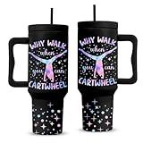 RHONGE Gymnast Gymnastic Gifts, Stainless Steel Tumbler With Handle 40 Oz, Best Gifts For Gymnast, Birthday Christmas Gift Ideas, Glitter Bling Tumbler, Cartwheel Travel Mug