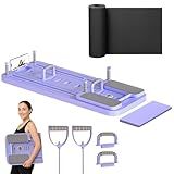 Pilates Board with Yoga Mat, Foldable Pilates Reformer Board for Home, 7-in-1 Portable Pilates Board Set, Resistance Bands, Push-Up Bars, Timer & Sliding Design – Full Body Core & Ab Workout Equipment