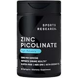 Sports Research® Zinc Picolinate 50mg w/Organic Coconut Oil, 60 Softgels