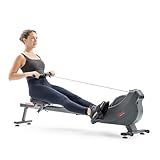 Sunny Health & Fitness Smart Magnetic Rower, Dual-Rail Home Rowing Machine | SunnyFit App, 16-Lvl Resistance, 45.7" Rail, Full-Body Cardio, Quiet & Stable, 300LB Capacity, Vertical Storage