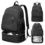 VENATIN Gym Backpack for Women Men,Cheer bag,Lightweight Gym Bag with Shoe Compartment, Waterproof Sports Backpack with Wet Pocket, Black