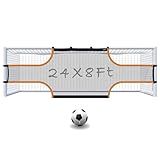 MR Soccer Goal Target Sheet - 24'x8', 11 Players Field Net, Professional Shooting Practice Aid