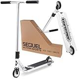 SEQUEL ACTION SPORTS Stunt Scooter, Aluminum Frame, 110mm Wheels, 220 lbs Weight Capacity, Ages 8+ (Silver - Street)